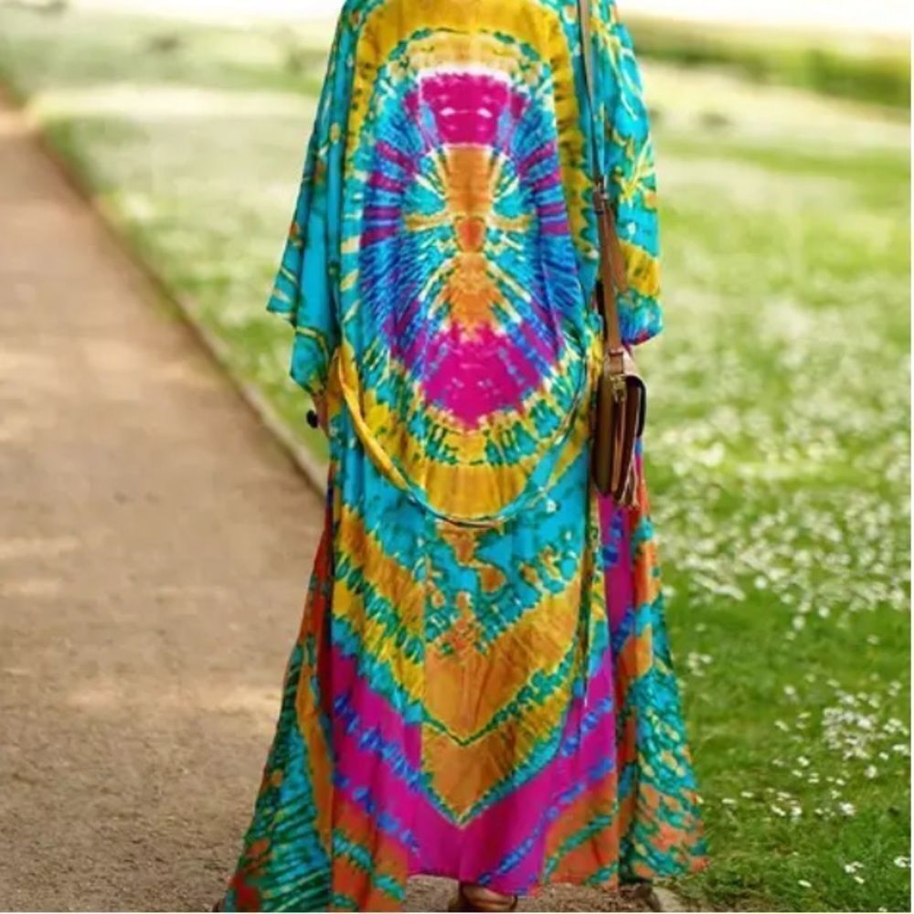 Tie Dye pattern Festival Beach Kimono Cover Up - Picture 2 of 4